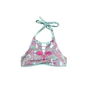 NEW B SWIM women's island hi-neck swim top in island blossom white